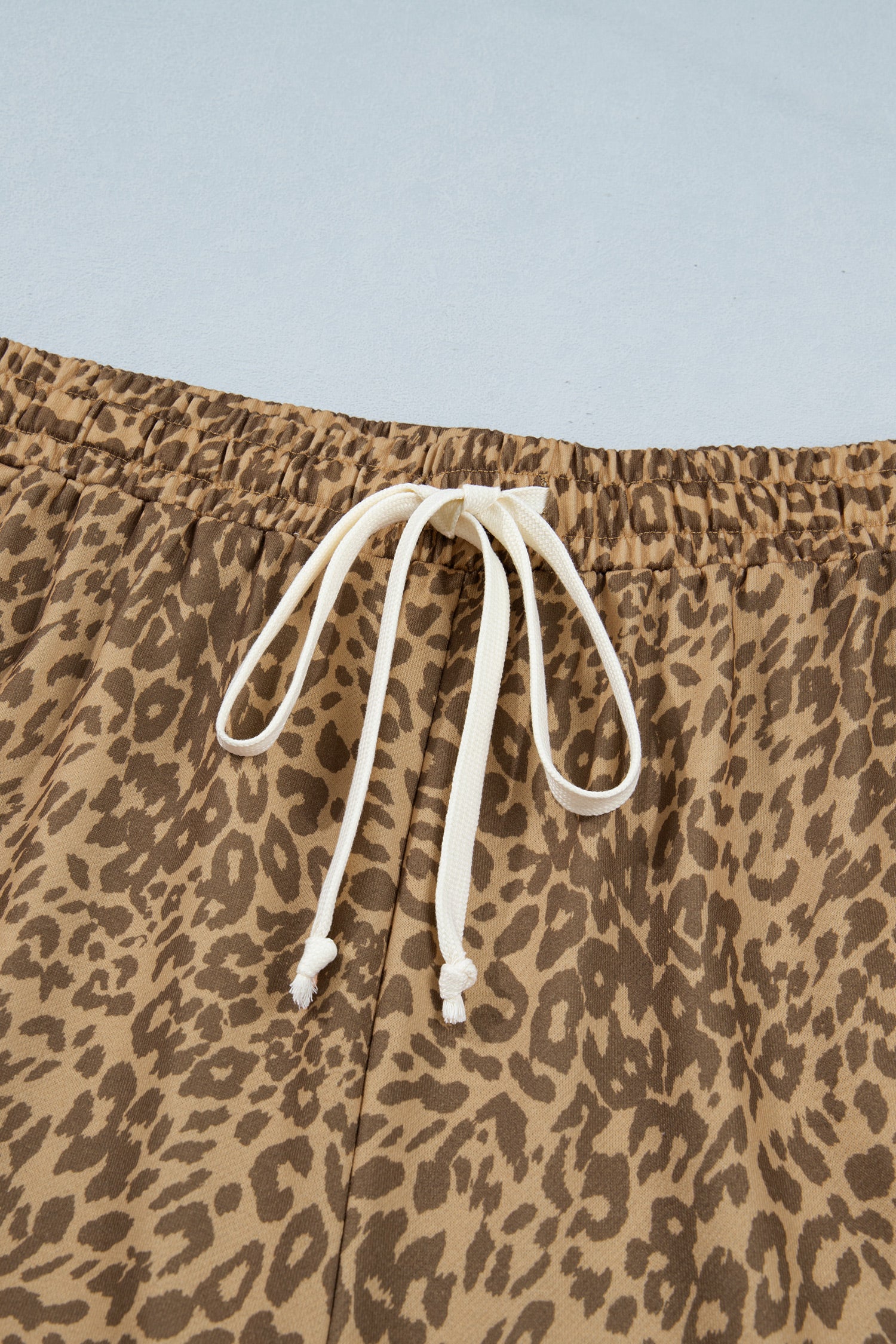 *Khaki Plus Size Leopard Print Western Star Patched Jogger Pants