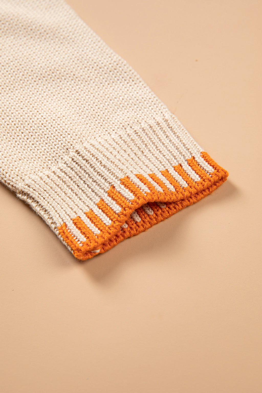 *Parchment Floral Embroidery Pumpkin Long Sleeve Round Neck Sweater