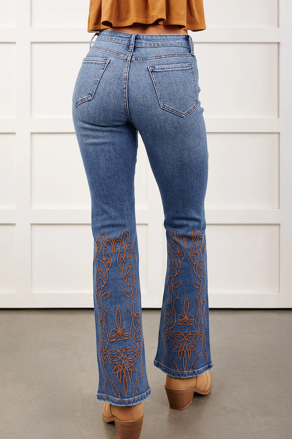 *Ashleigh Blue Embroidered Flare Leg Jeans