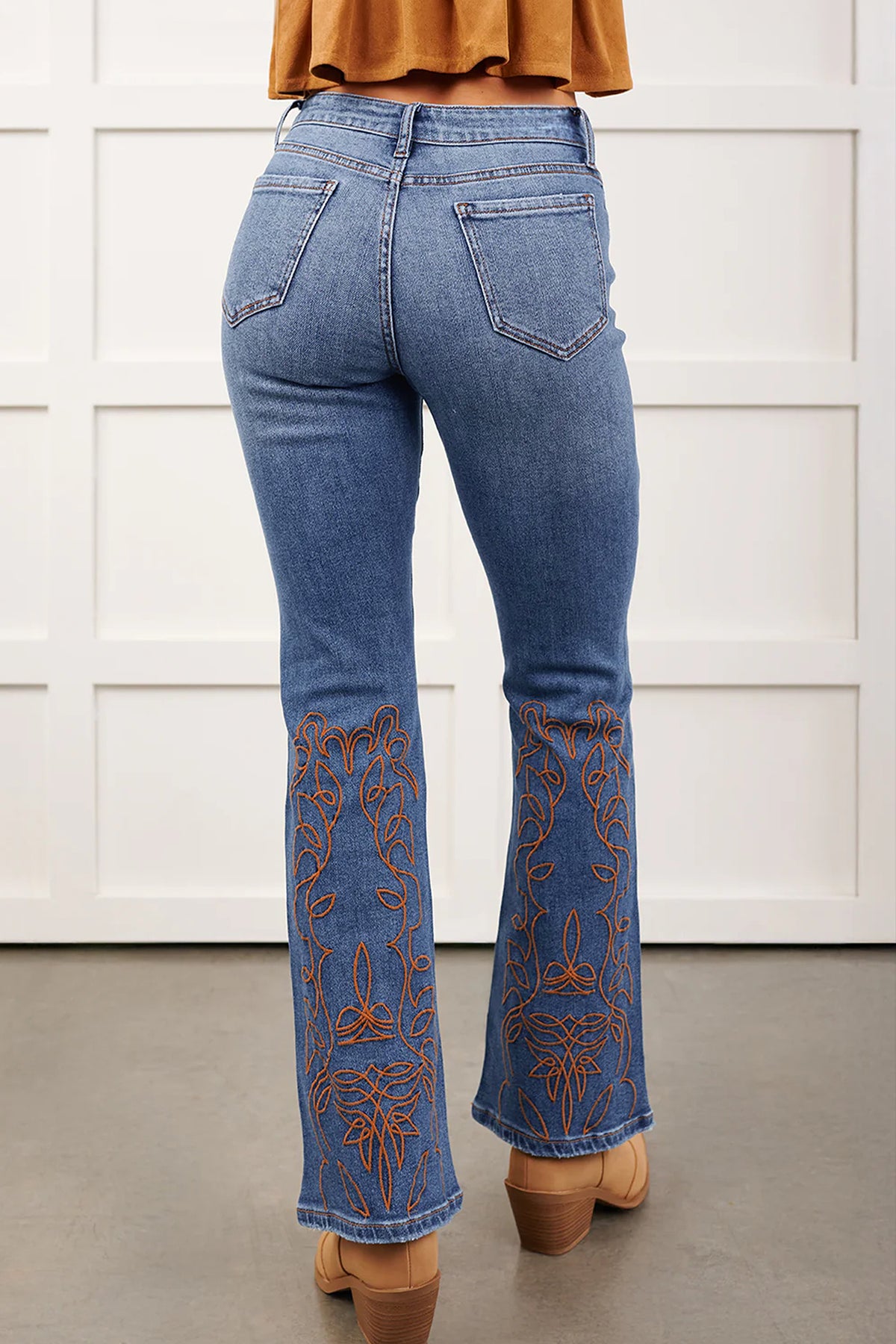 *Ashleigh Blue Embroidered Flare Leg Jeans