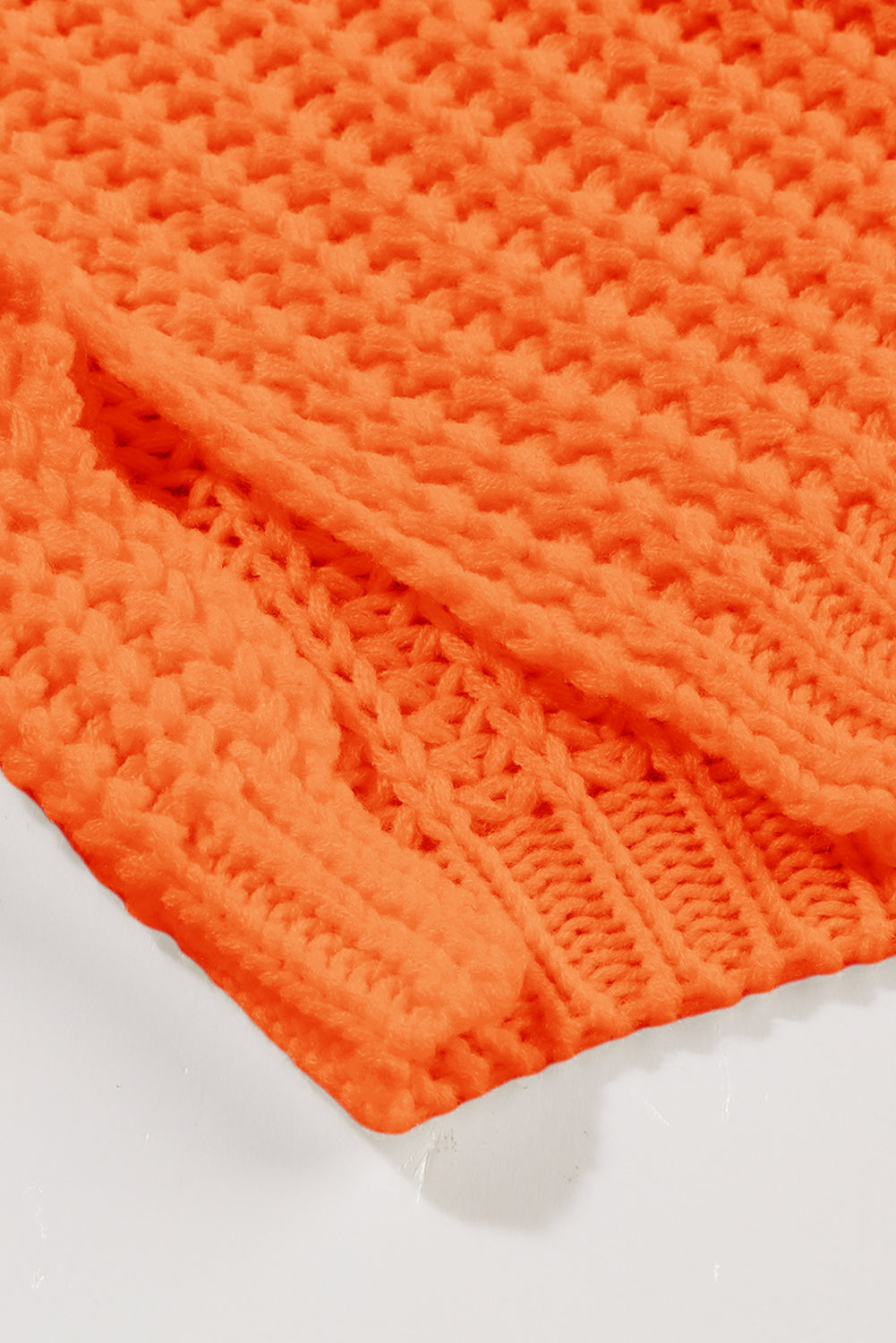 *Orange Ribbed Knit Round Neck Slouchy Chunky Sweater