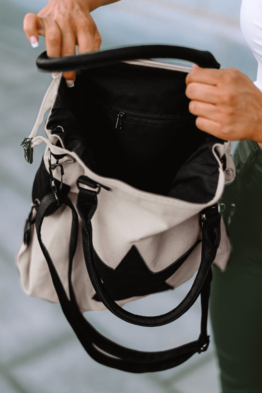 *Beige Casual Five-pointed Star Canvas Tote Bag