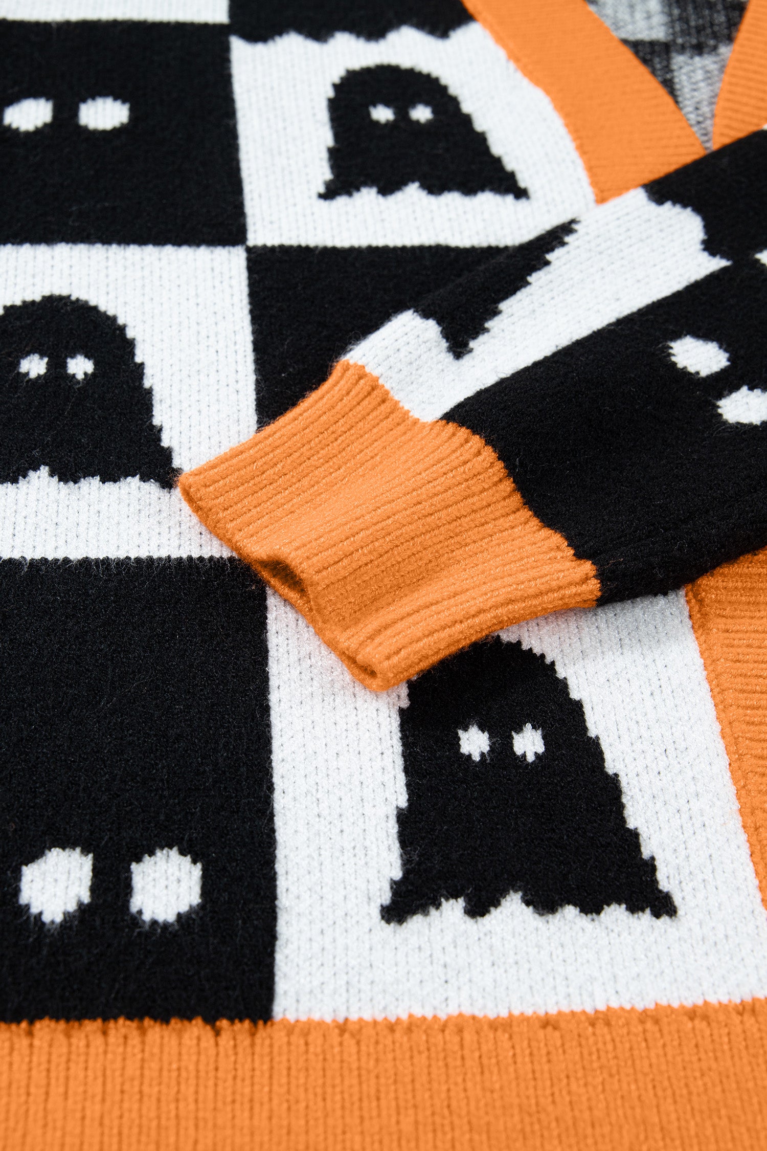 *Black Geometric Ghost Print Drop Shoulder Knit Cardigan