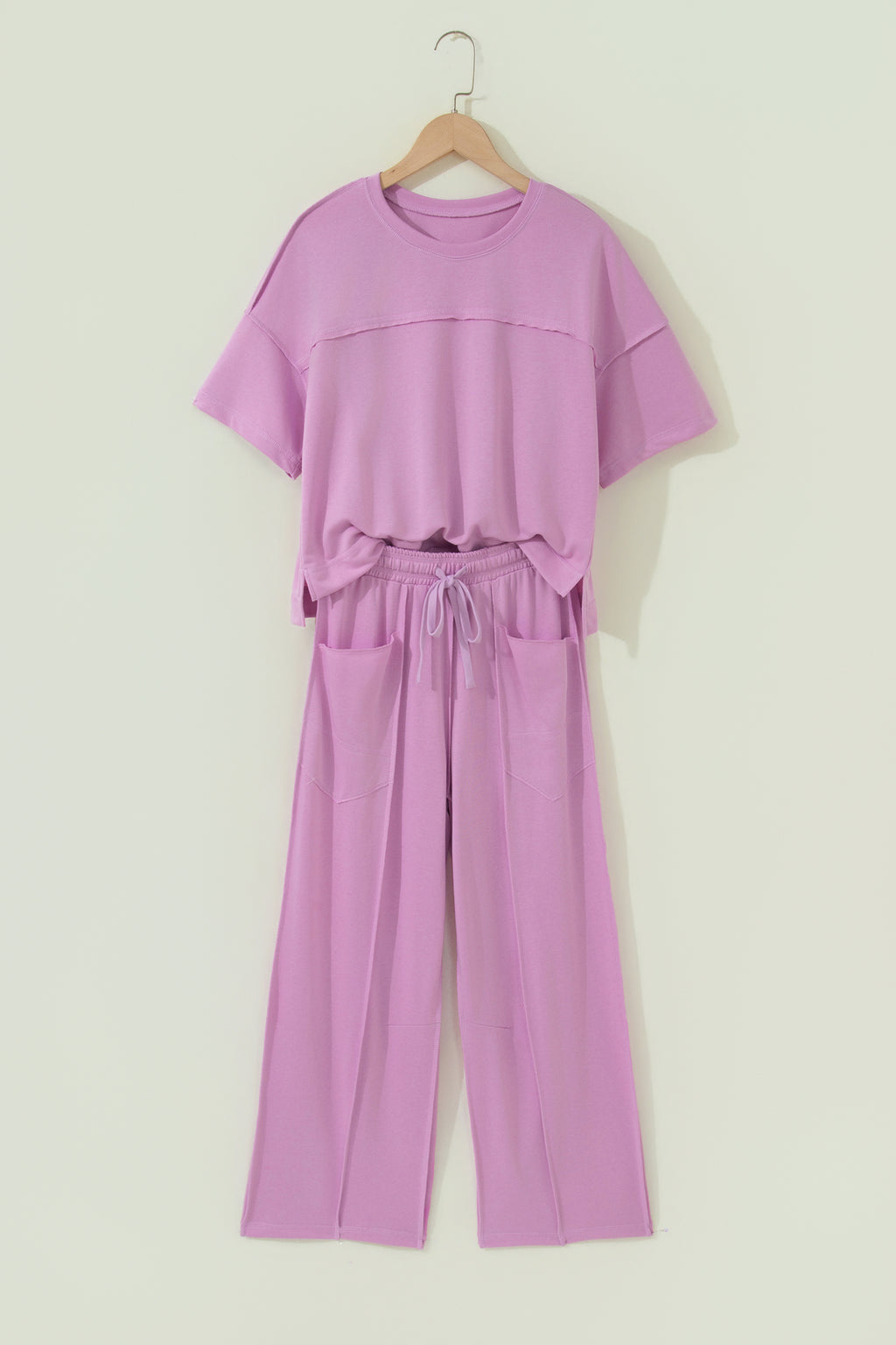 *Orchid Bouquet Drop Shoulder Boxy Tee and Barrel Pants Set
