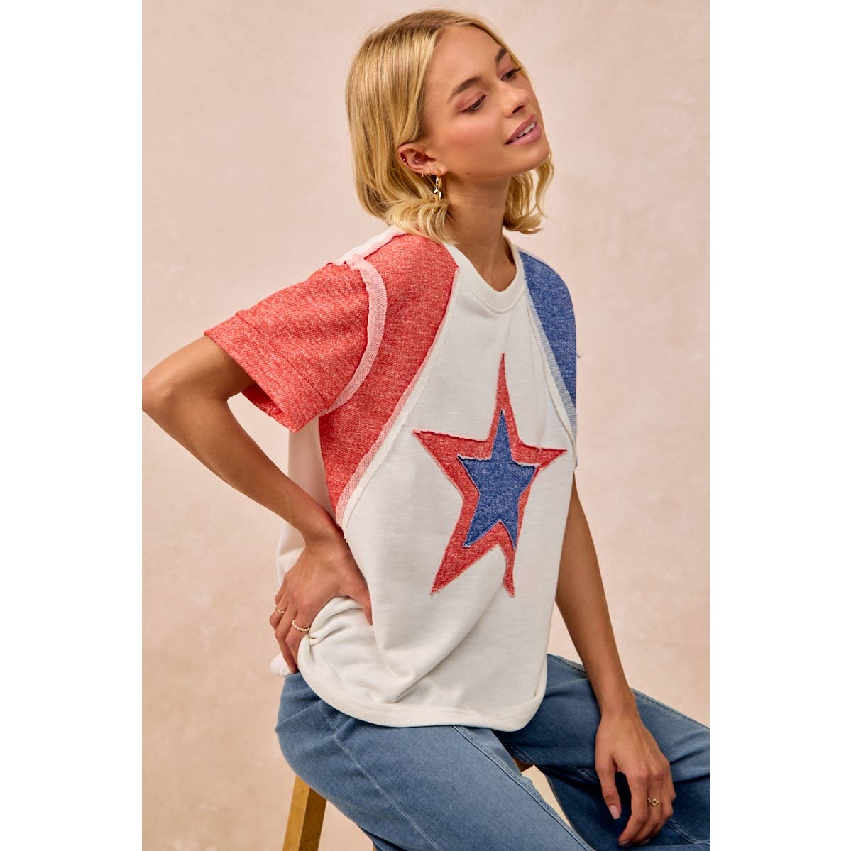 CP FRENCH TERRY CUT EDGE DETAIL FOURTH OF JULY TOP