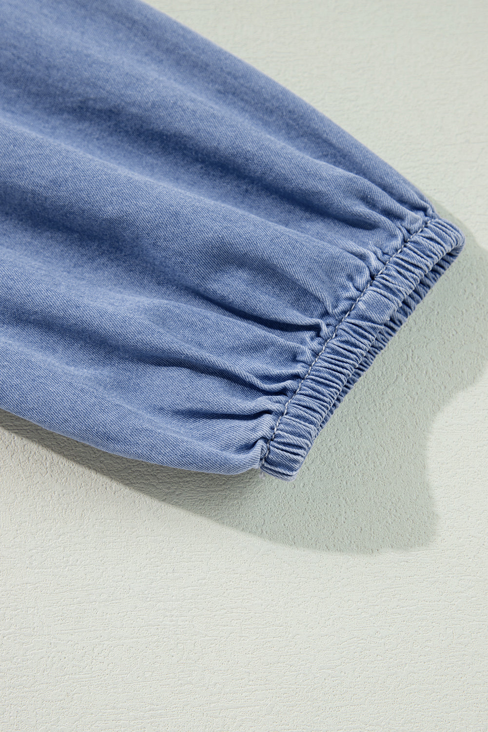 *Myosotis Chambray Deep V Neck Bracelet Sleeve Maxi Dress