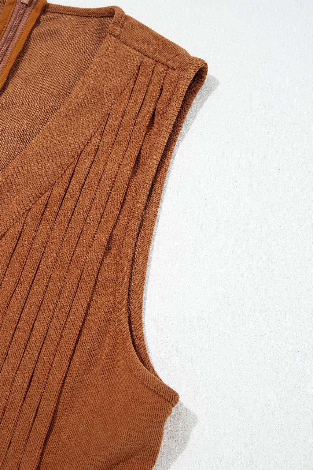*Cinnamon Solid Color Tie V Neck Sleeveless Corduroy Romper