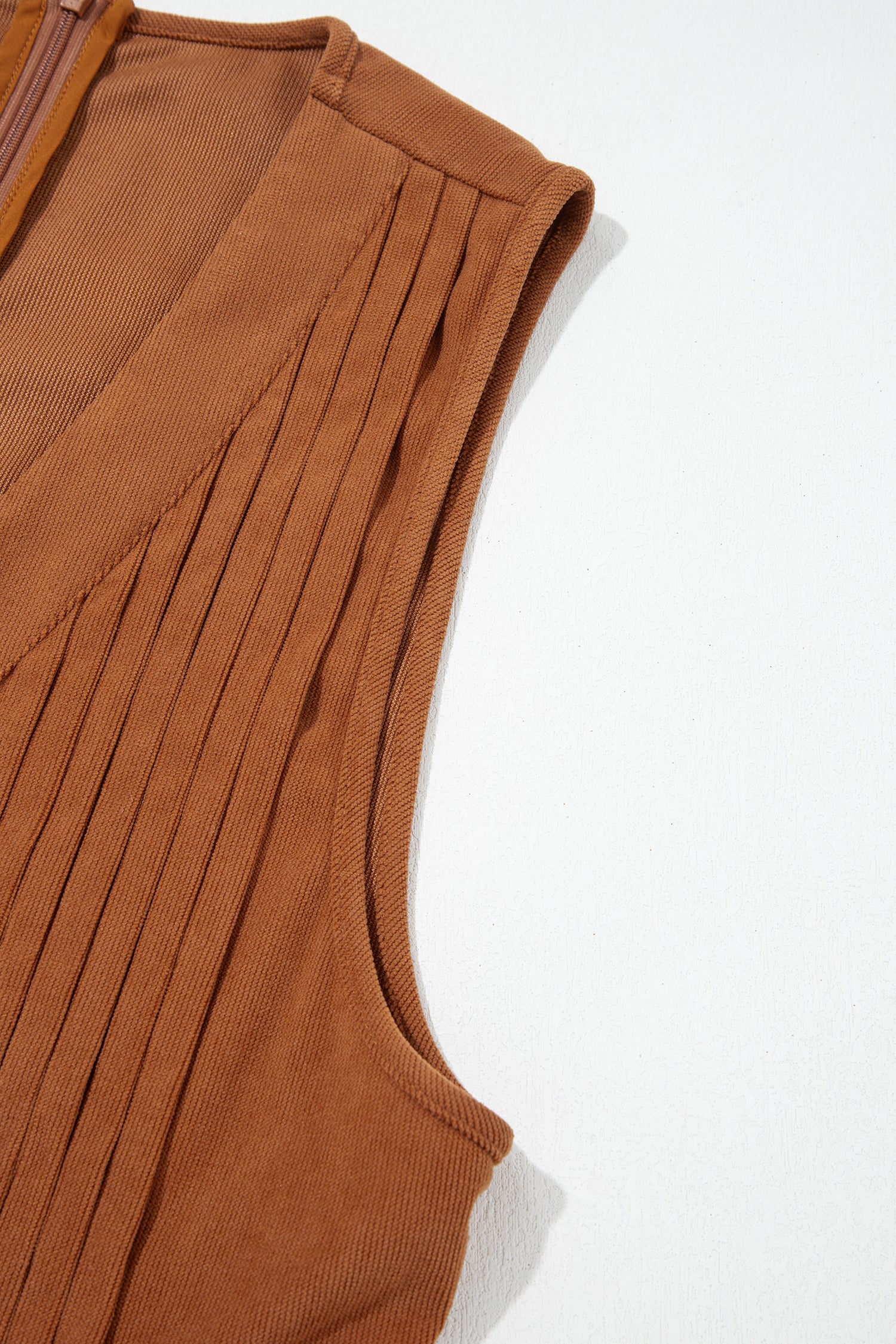 *Cinnamon Solid Color Tie V Neck Sleeveless Corduroy Romper