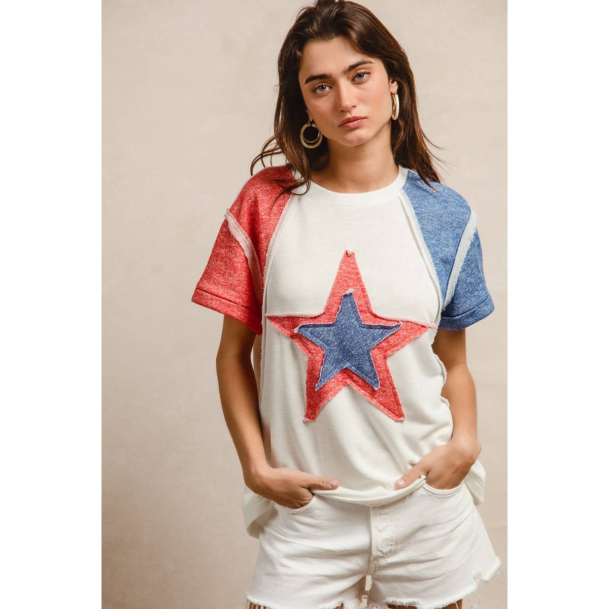 CP FRENCH TERRY CUT EDGE DETAIL FOURTH OF JULY TOP