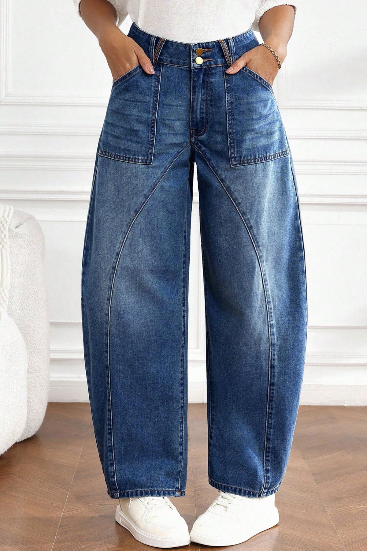 *Ashleigh Blue Curved-Knife Ankle-Length Casual Jeans