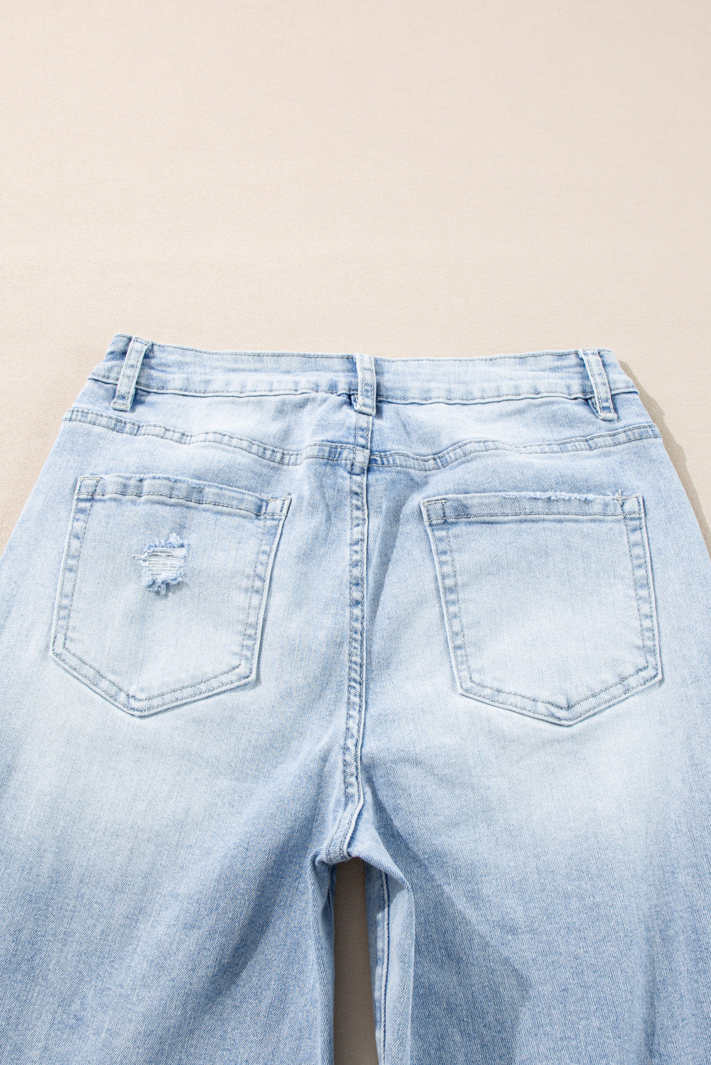 *Beau Blue Light Wash Distressed Straight Jeans