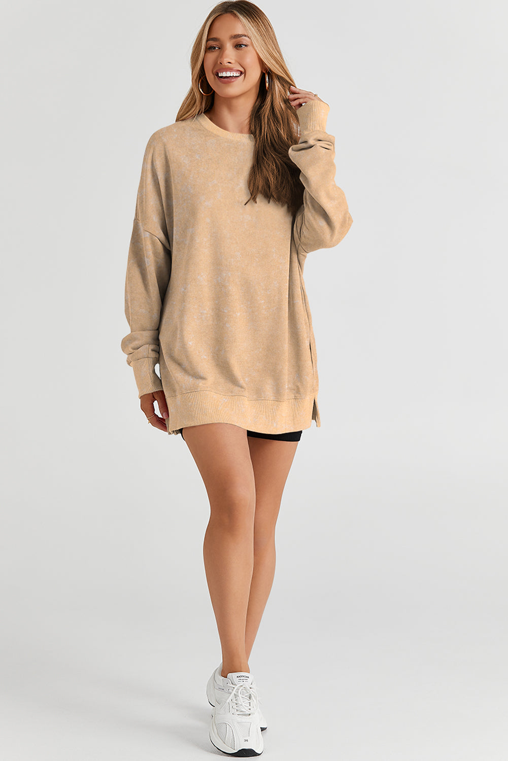 *Khaki Drop Shoulder Ribbed Trim Oversized Sweatshirt