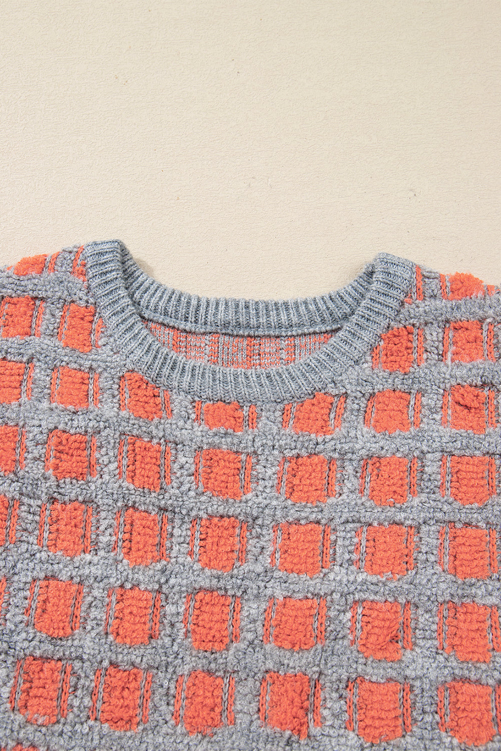 *Pink Checkered Oversized Side Slit Sweater