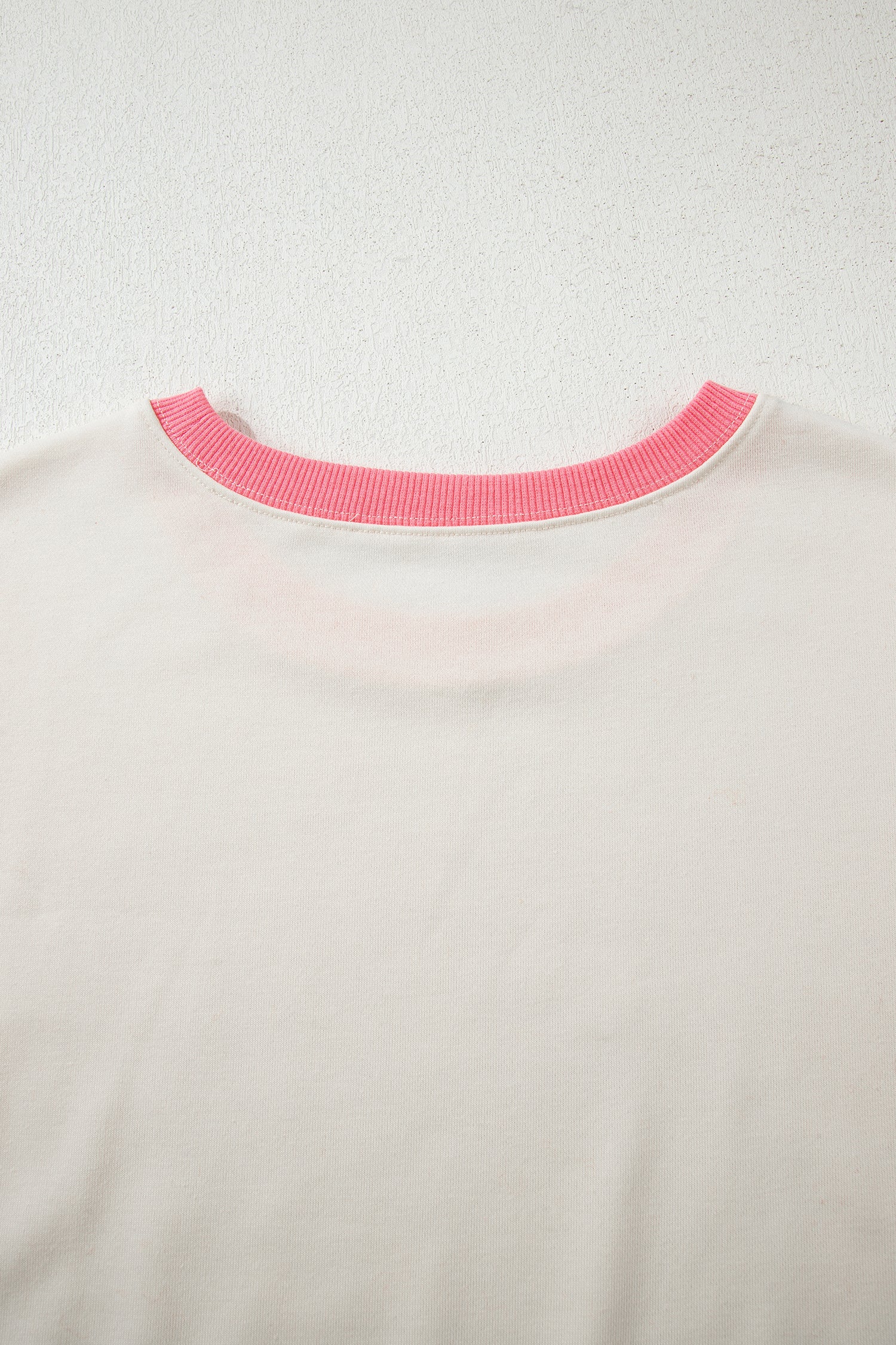 *White Color Block Striped Patchwork Dolman Slit Sweatshirt