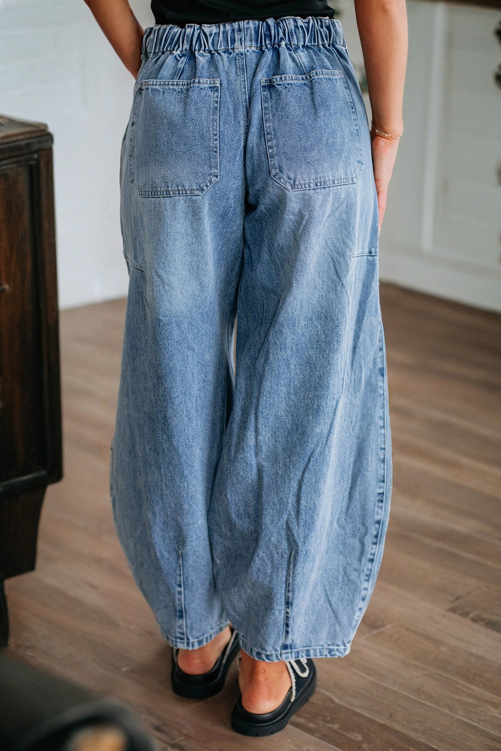 *Myosotis Large Patch Pocket Drawstring Paperbag Waist Barrel Jeans