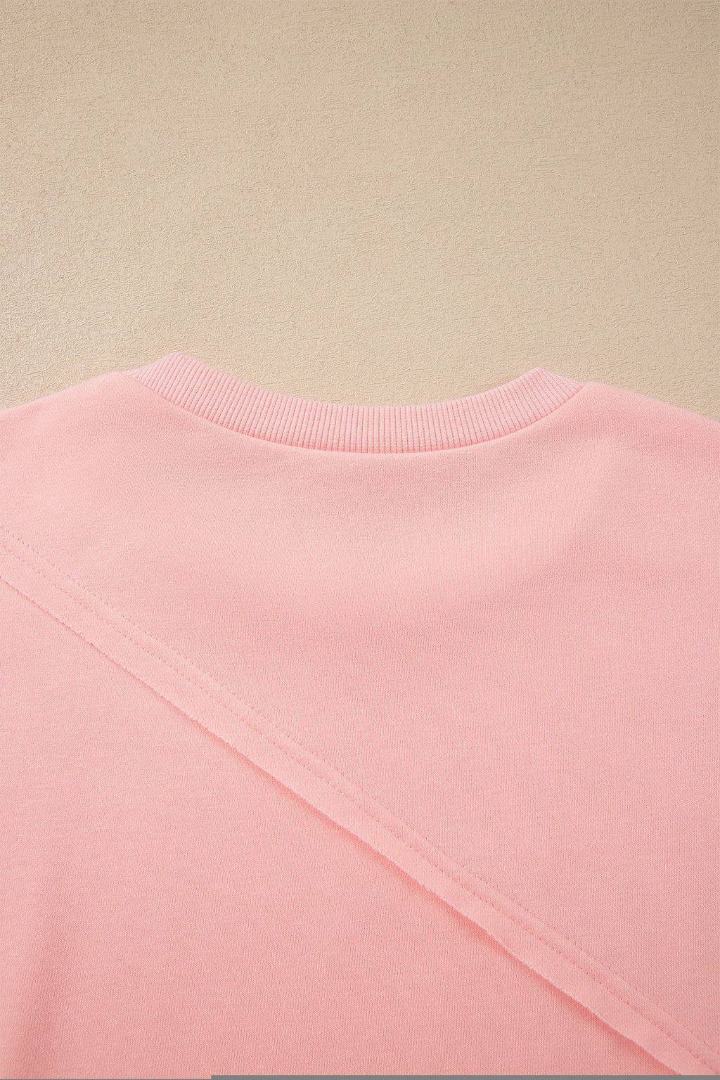 *Pink Colorblock Striped Patchwork Long Sleeve Round Neck Blouse