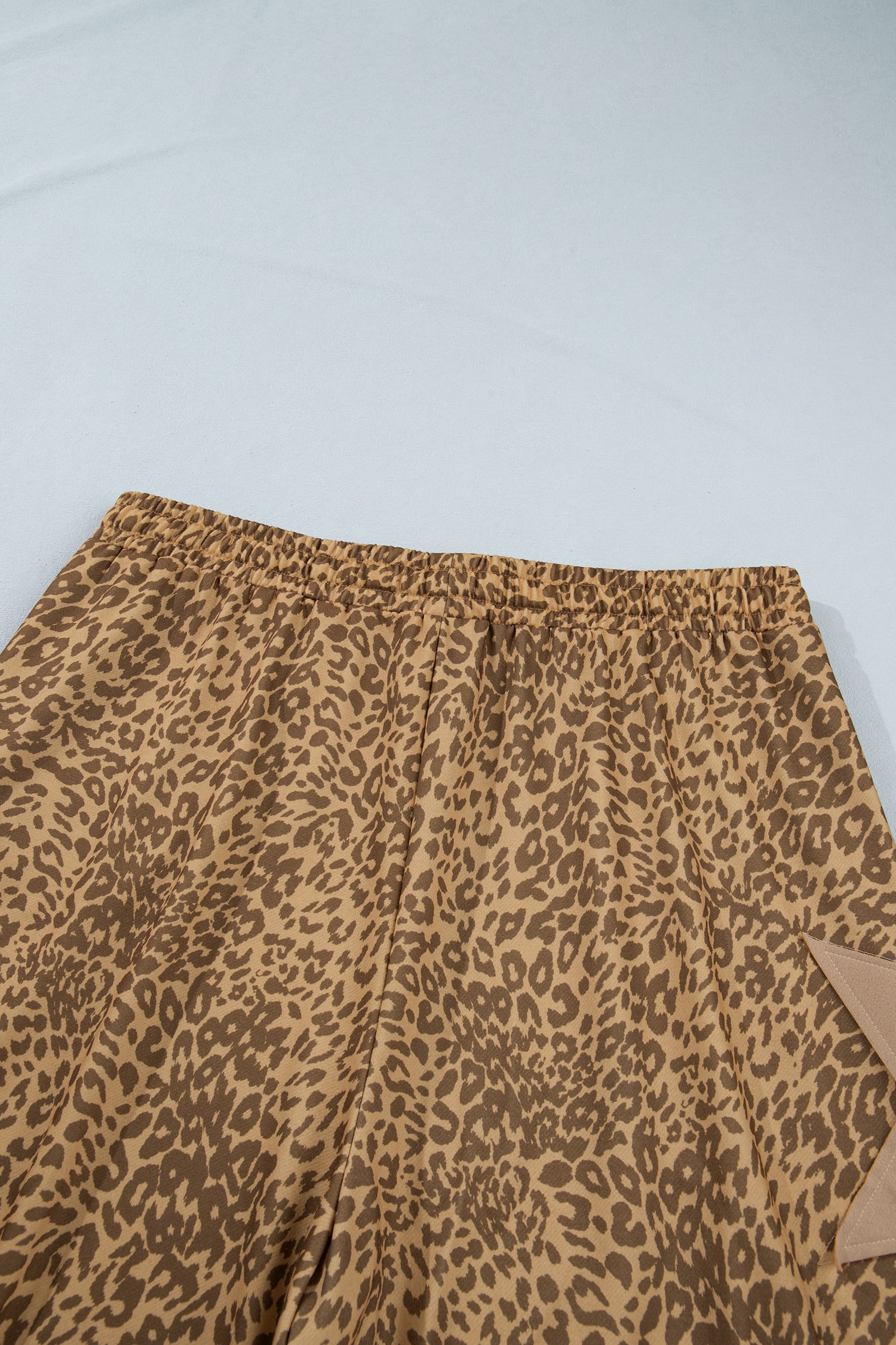 *Khaki Plus Size Leopard Print Western Star Patched Jogger Pants