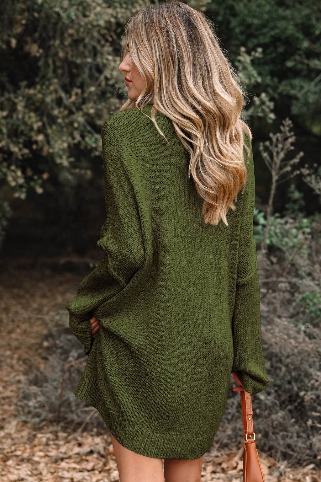 *Pale Khaki Oversize Drop Shoulder Slouchy Sweater Dress
