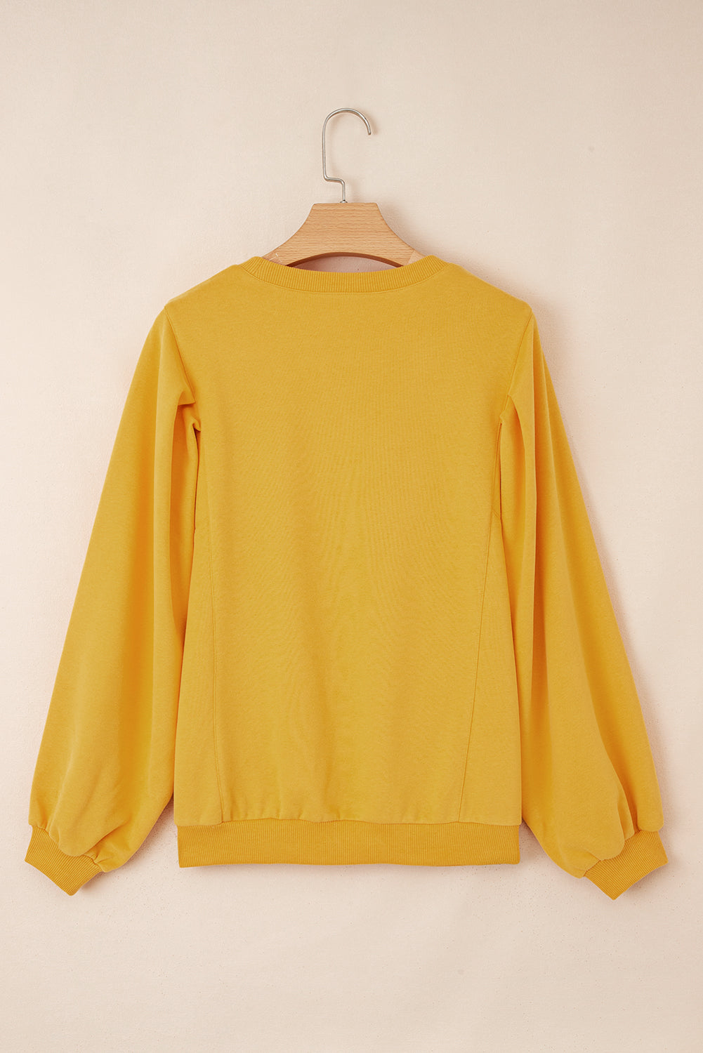 *Citrus Pleated Balloon Sleeve Pullover Solid Sweatshirt