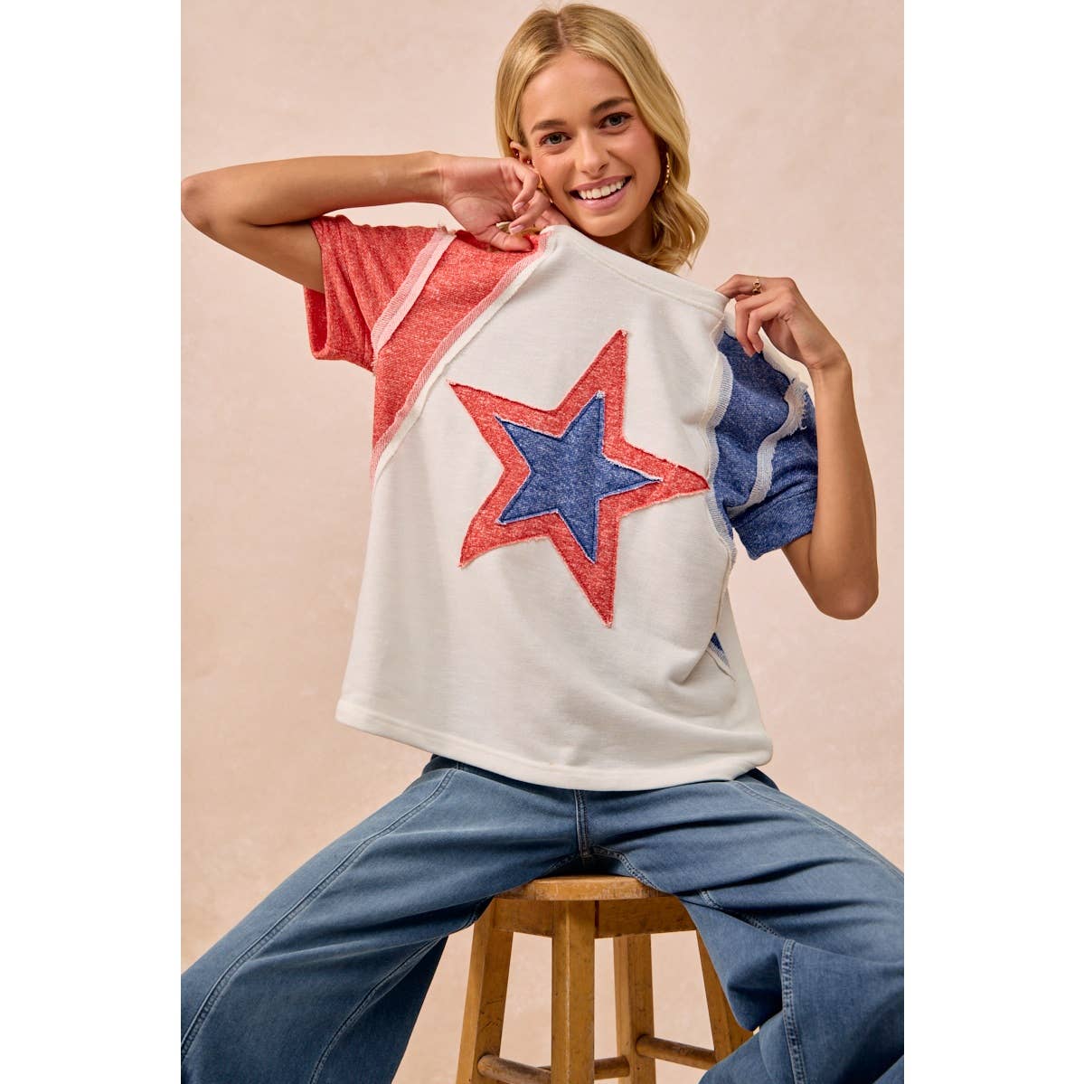 CP FRENCH TERRY CUT EDGE DETAIL FOURTH OF JULY TOP
