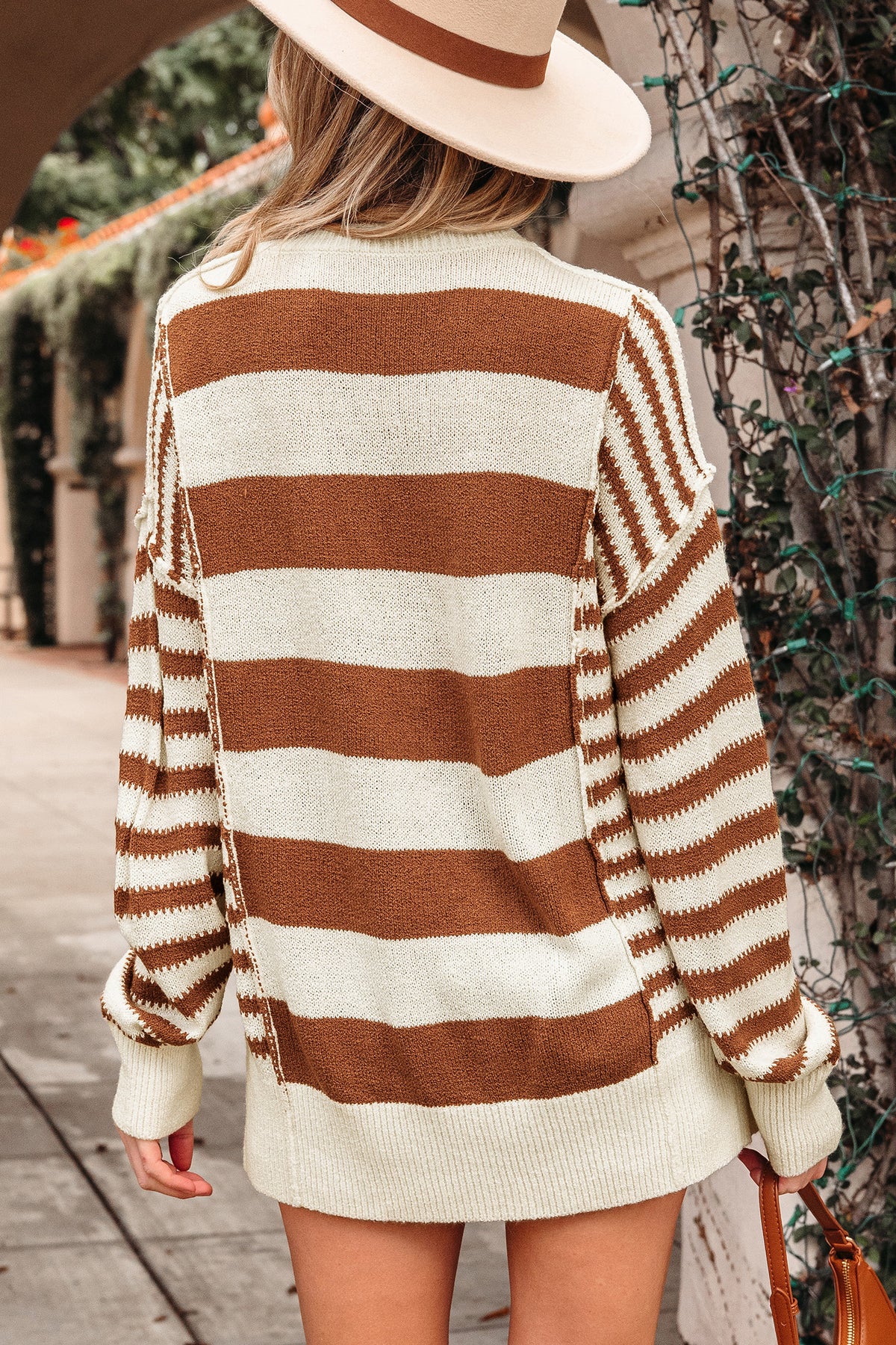 *Black Stripe Drop Shoulder Sleeve Patchwork Baggy Sweater