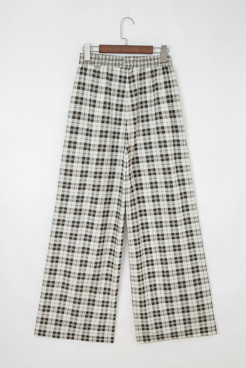 *Gray Plaid Wide Leg Casual Pants