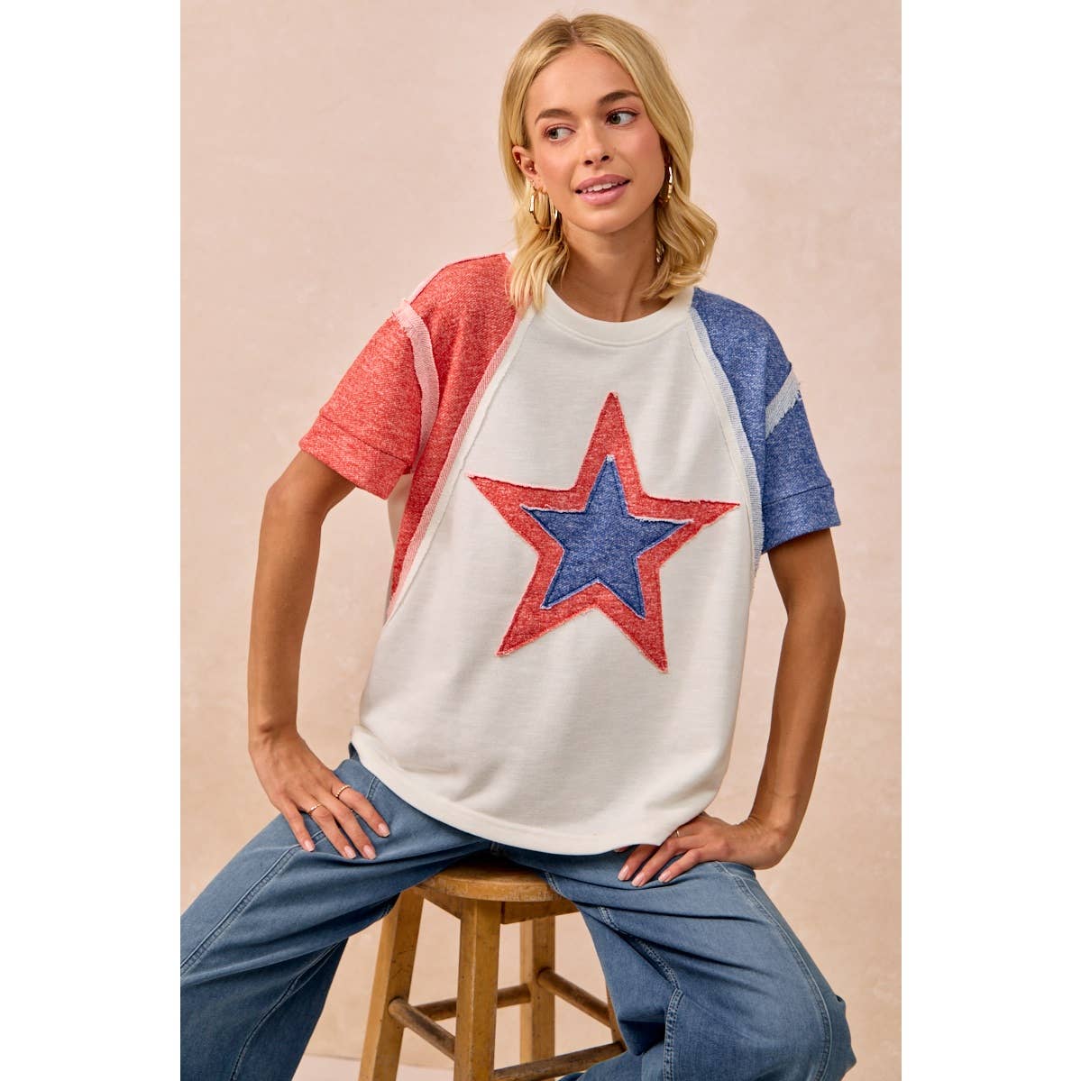 CP FRENCH TERRY CUT EDGE DETAIL FOURTH OF JULY TOP