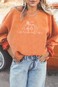 *Orange Custom Embroidered Pumpkin Faith Graphic Sweatshirt
