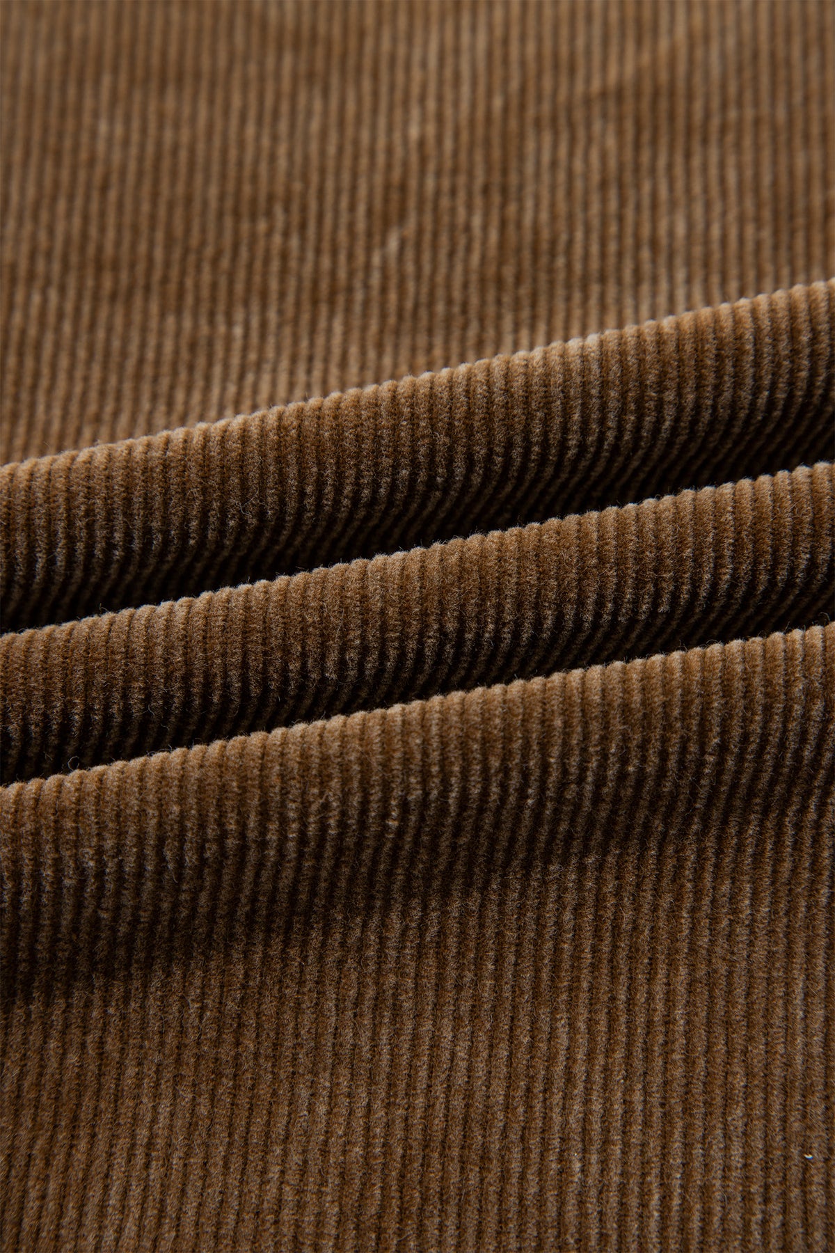 *Camel Straight Leg Corduroy Metal Button Zip-up Pants