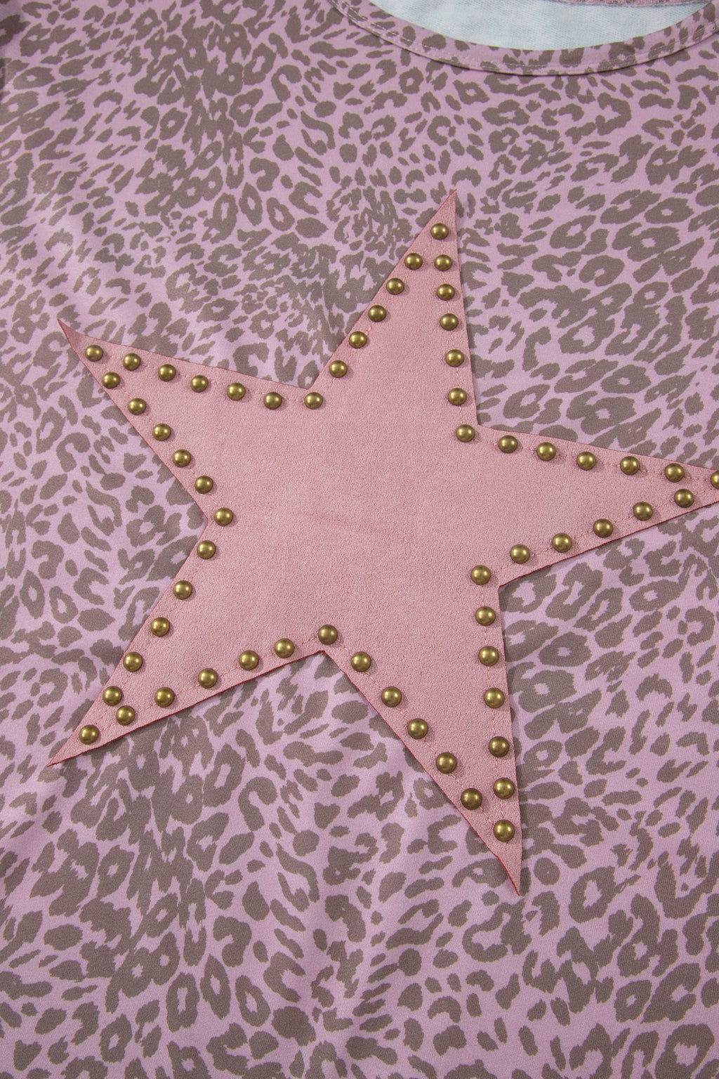 Pink Leopard Retro Studded Star Patch Loose Tee