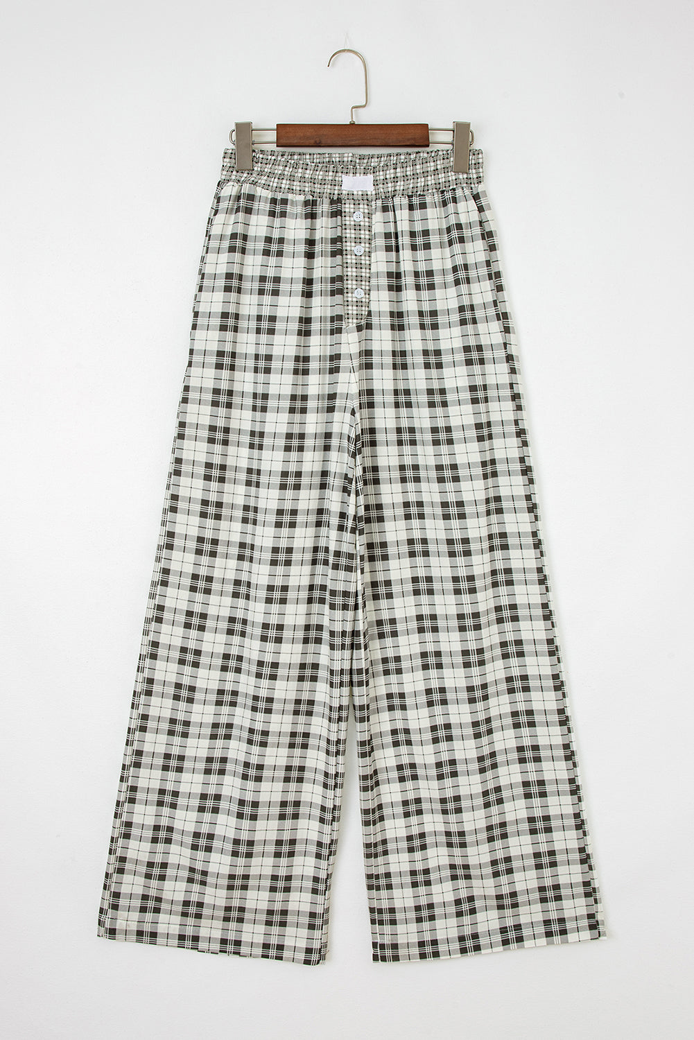 *Gray Plaid Wide Leg Casual Pants