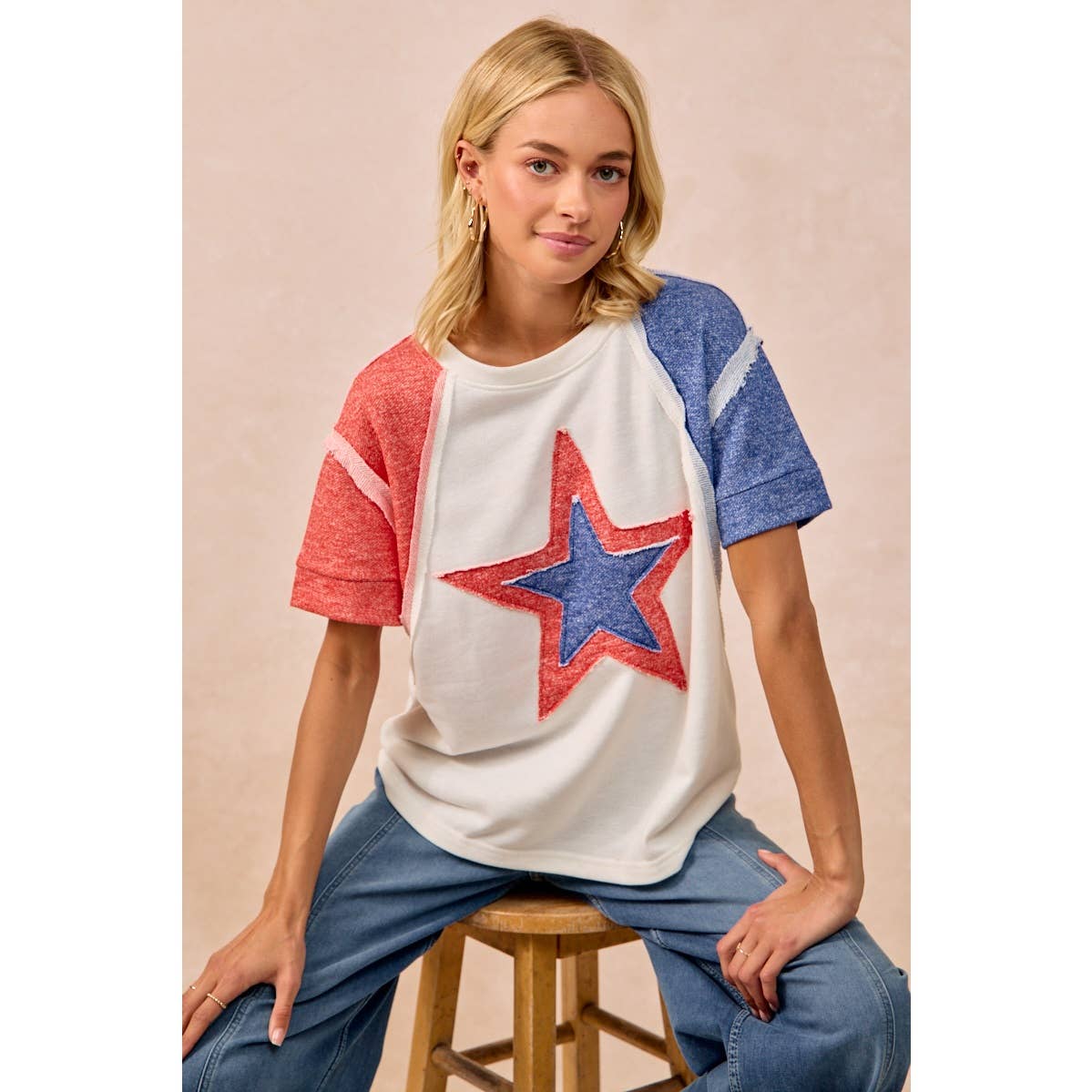CP FRENCH TERRY CUT EDGE DETAIL FOURTH OF JULY TOP