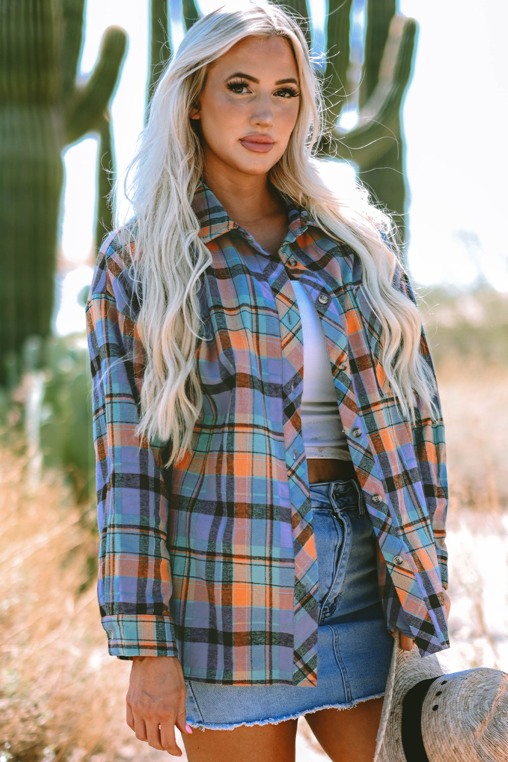 *Red Plaid Print Loose Vintage Shirt