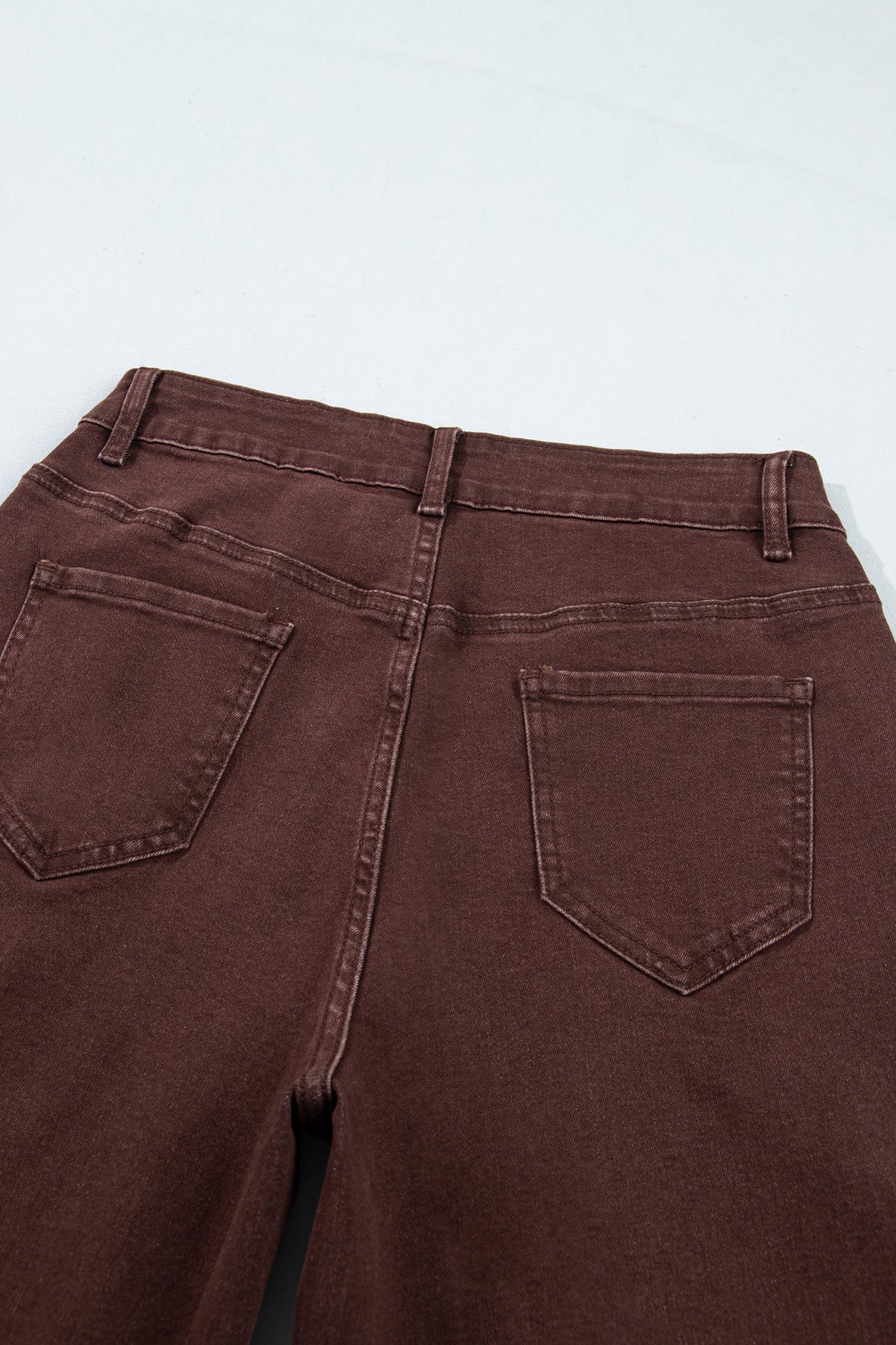 *(2 colors) Coffee Side Seam Rivet Detail Ankle Length Casual Jeans