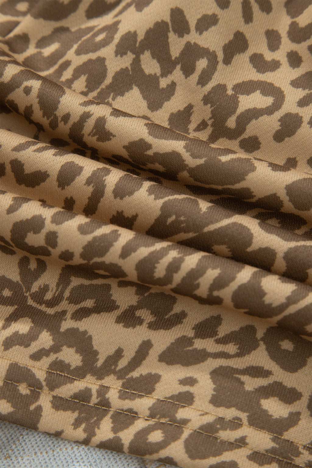 *Khaki Leopard Drawstring Elastic Waist Star Patched Shorts