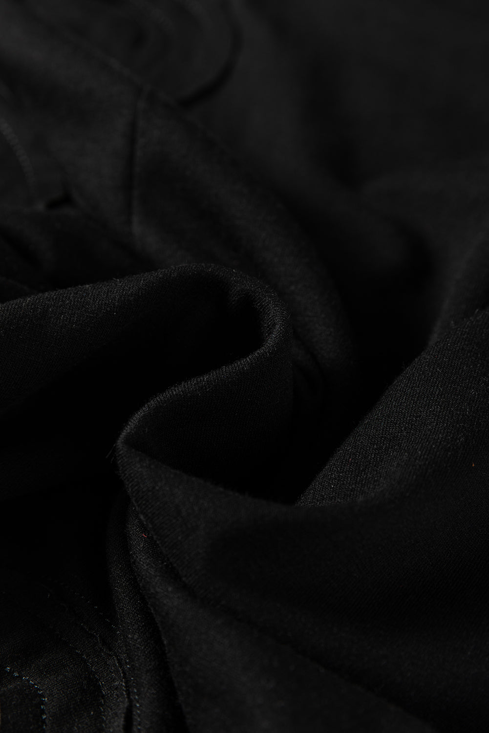 *Black Solid Color Raw Seam Big Flower Patched Loose Overall Jumpsuit