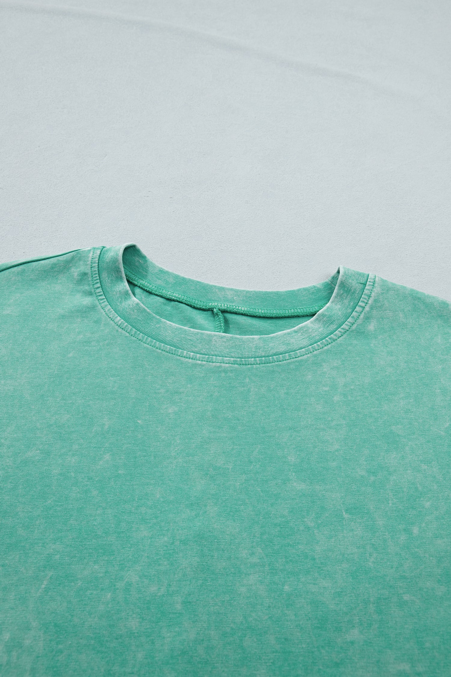 Mint Green Solid Color Cotton Mineral Washed Oversize Tee