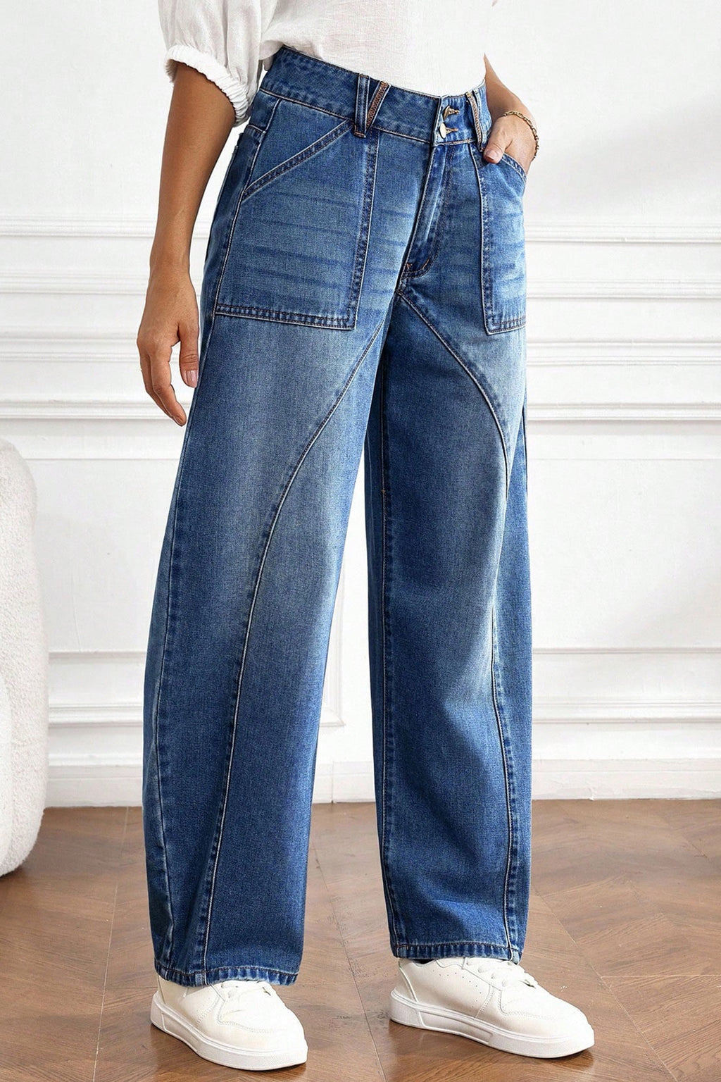 *Ashleigh Blue Curved-Knife Ankle-Length Casual Jeans