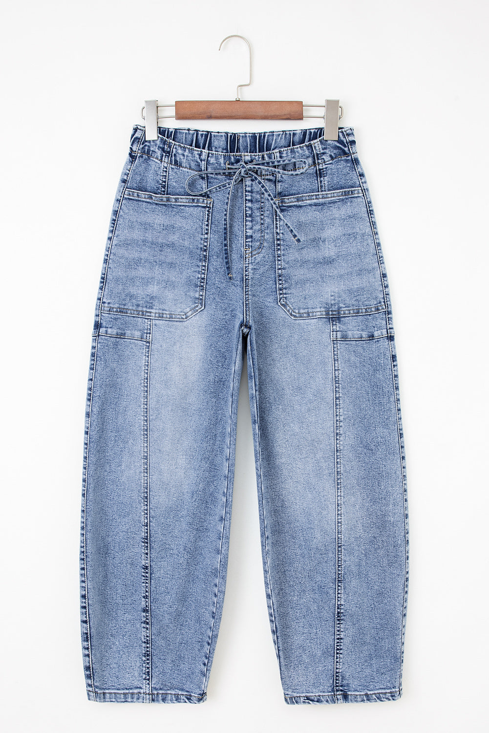 *Myosotis Large Patch Pocket Drawstring Paperbag Waist Barrel Jeans
