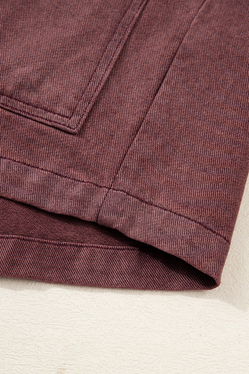 *Coffee Corduroy Collar Zipped Front Denim Jacket