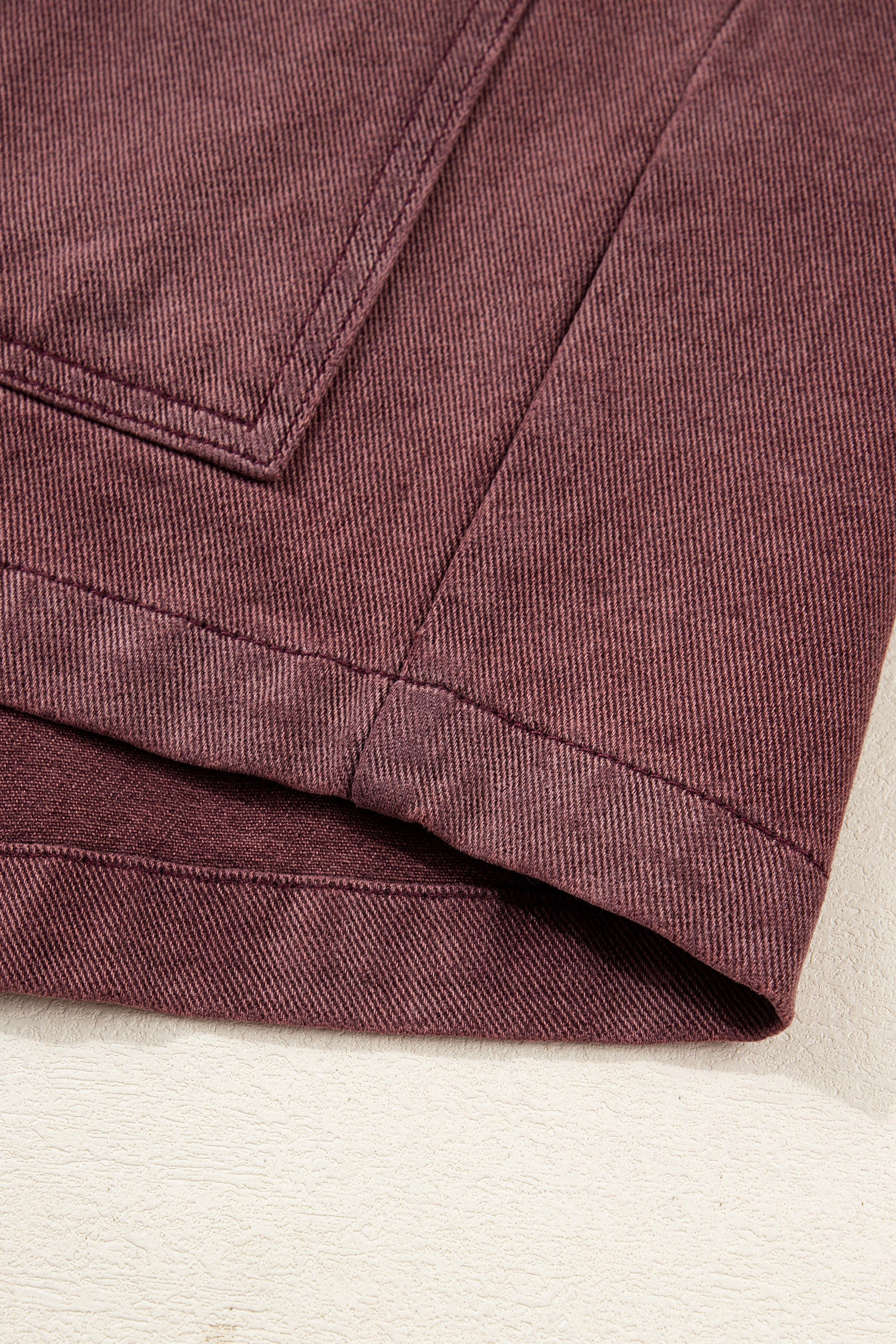 *Coffee Corduroy Collar Zipped Front Denim Jacket