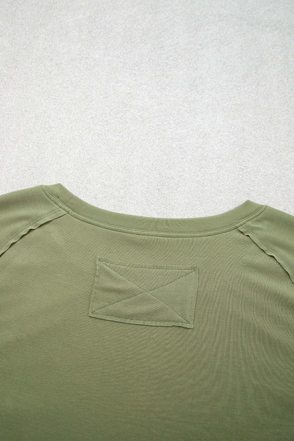 *Guacamole Green Round Neck Paneling Long Sleeve Top