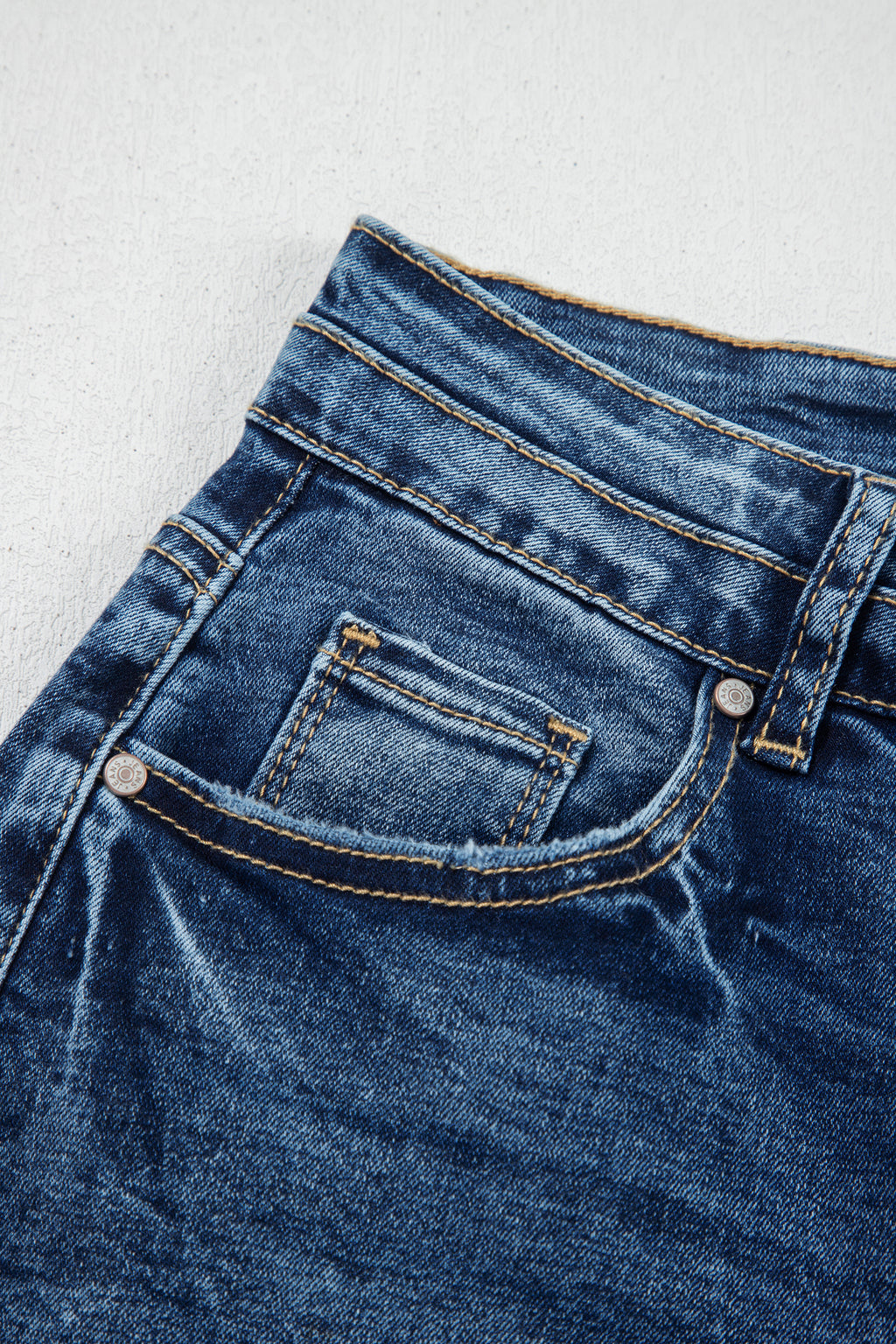 *Sail Blue Acid Wash Pocket Detail Flare Jeans