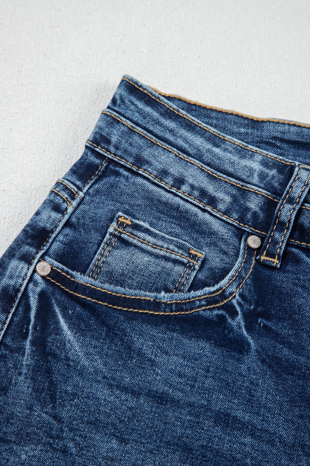 *Sail Blue Acid Wash Pocket Detail Flare Jeans