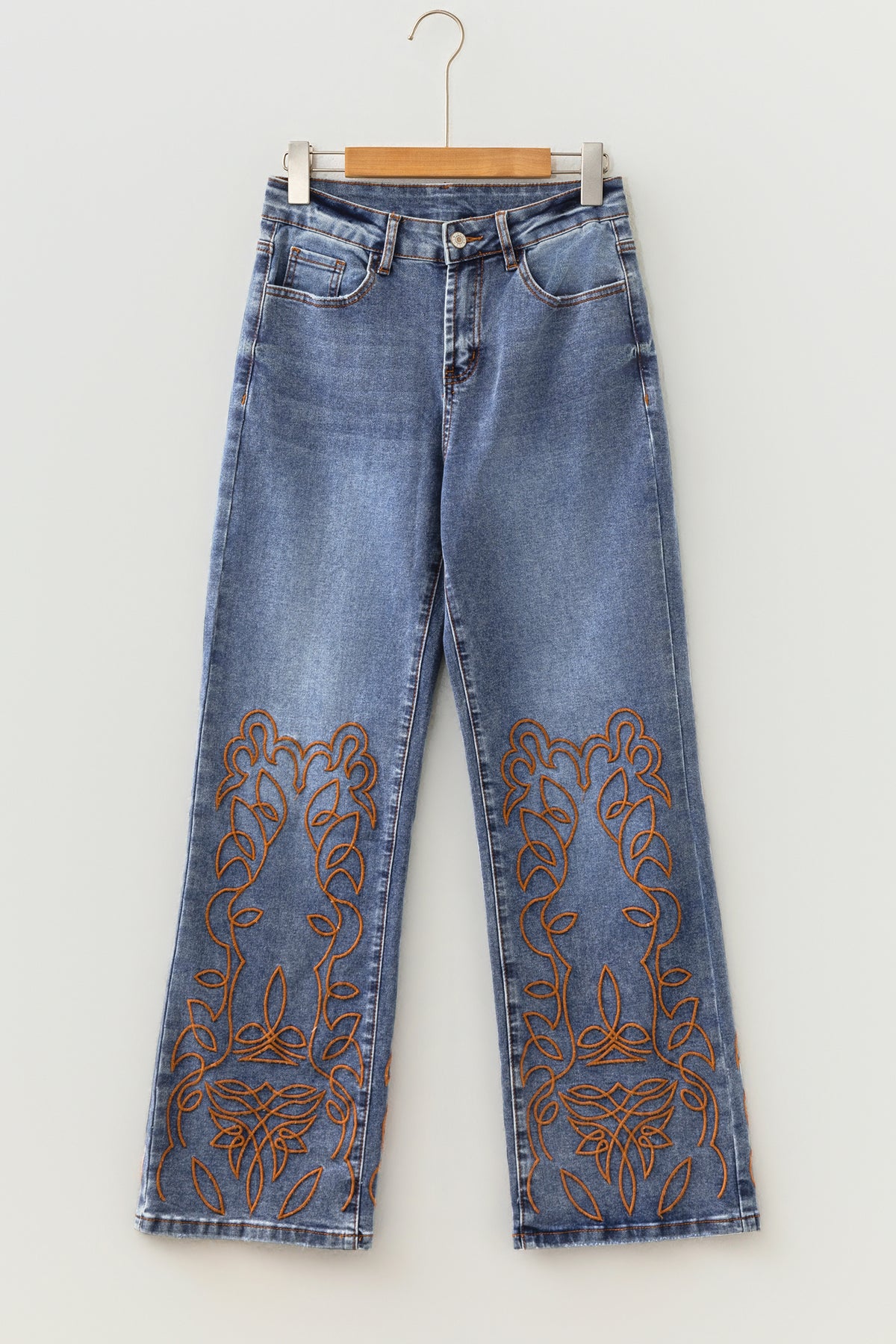 *Ashleigh Blue Embroidered Flare Leg Jeans