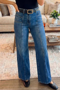 *Sky Blue Tailored Seam Detail Womens Shift Jeans