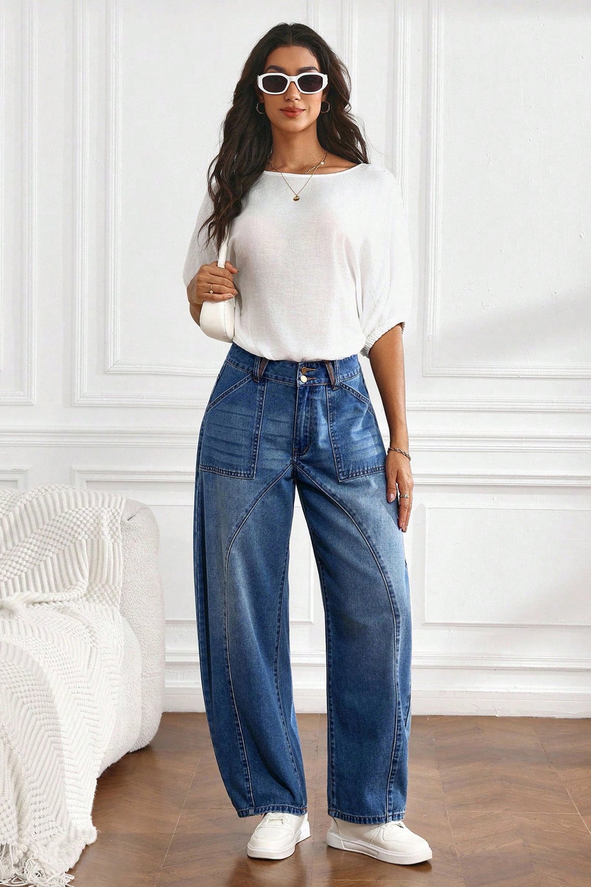 *Ashleigh Blue Curved-Knife Ankle-Length Casual Jeans
