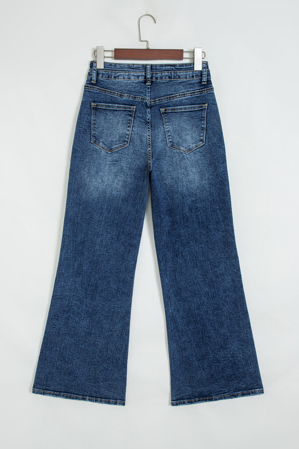 *Sail Blue Acid Wash Pocket Detail Flare Jeans