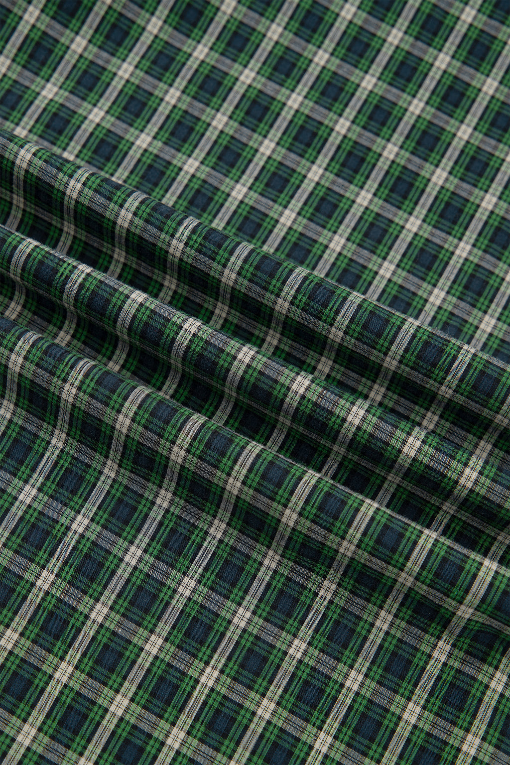 *Green Plaid Square Neck Shirred High Waist Ruffle Hem Dress