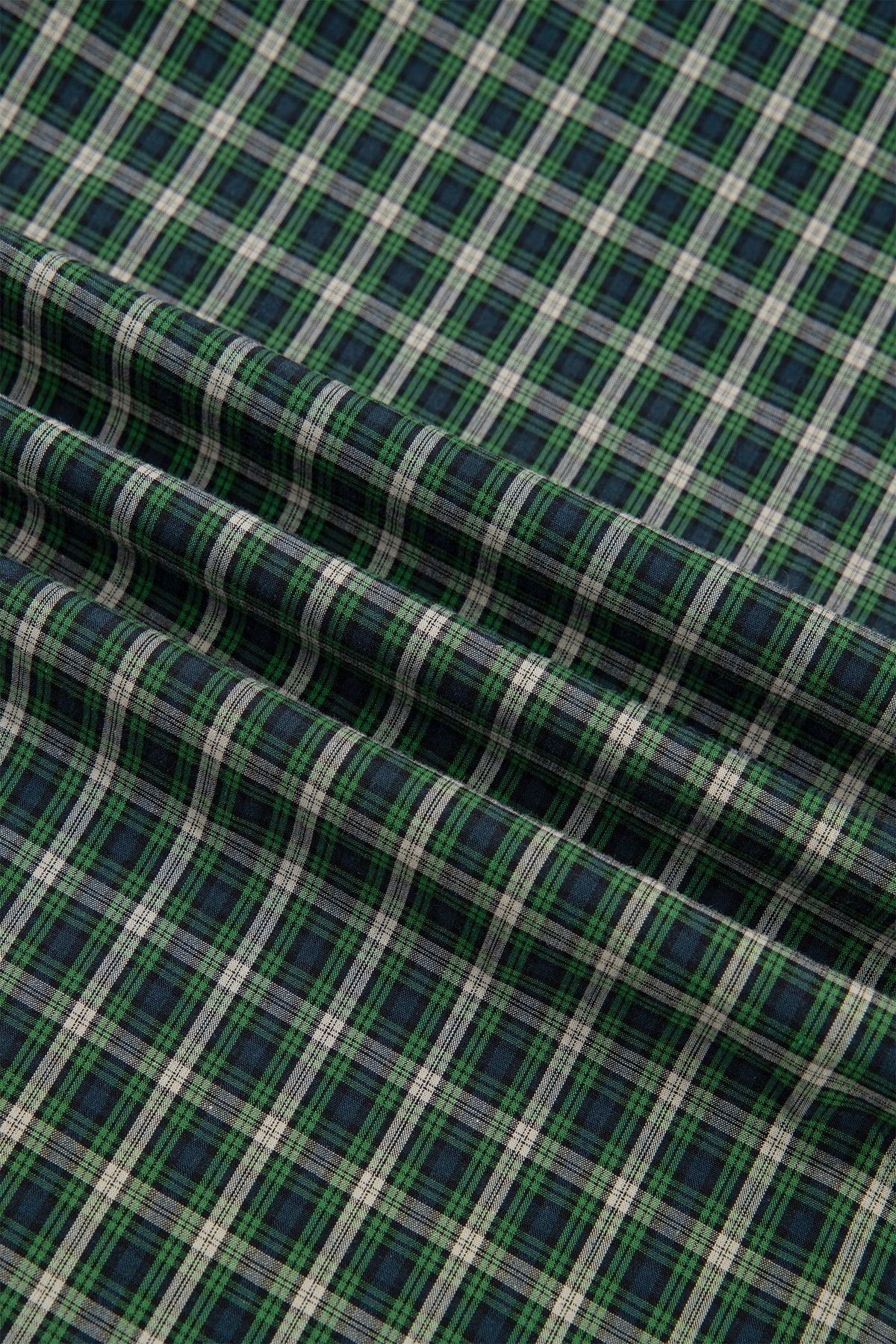 *Green Plaid Square Neck Shirred High Waist Ruffle Hem Dress